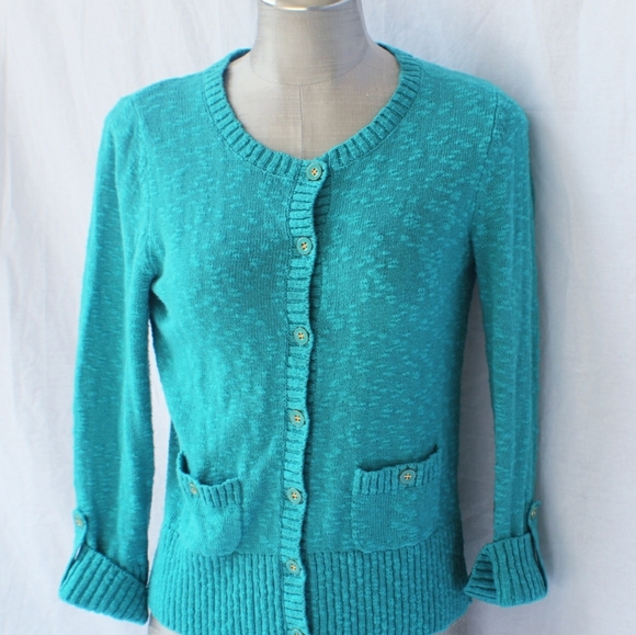 Jones New York Cardigan Teal Small under 30 - Picture 2 of 5